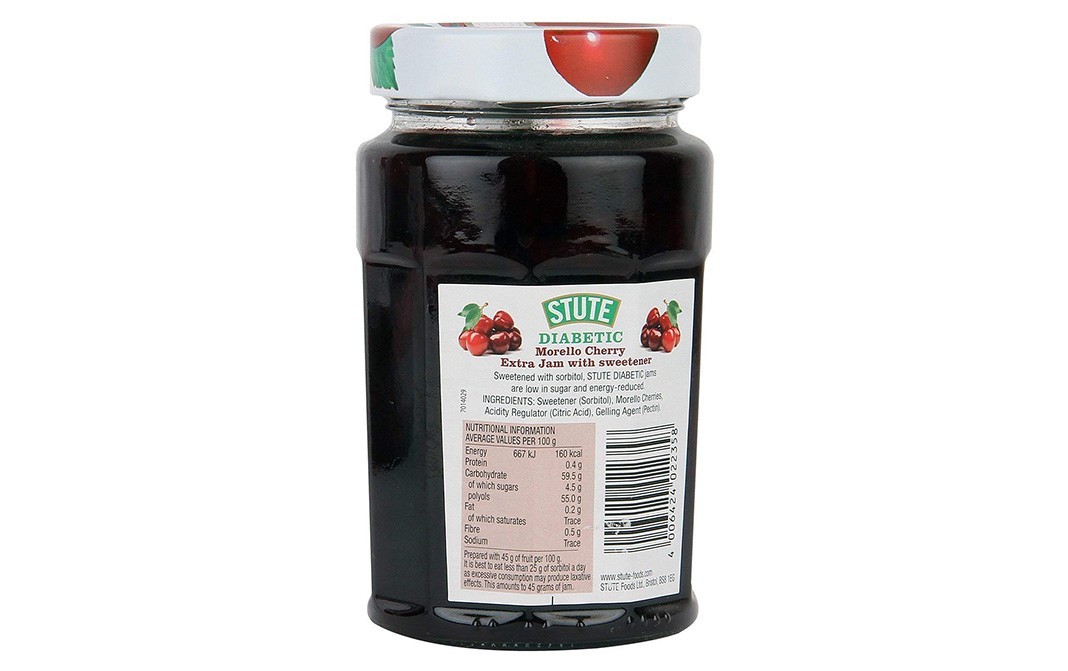 Stute Diabetic Morello Cherry - Extra Jam    Glass Jar  430 grams